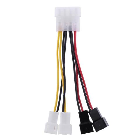 Conector de Adaptador de Cable de alimentación de ventilador de 4 pines Molex a 3 pines, 12v * 2 / 5v * 2 Cables de refrigeración de computadora para ventilador de CPU, PC, cable de ventilador con cubierta, 1 Uds. ► Foto 1/1