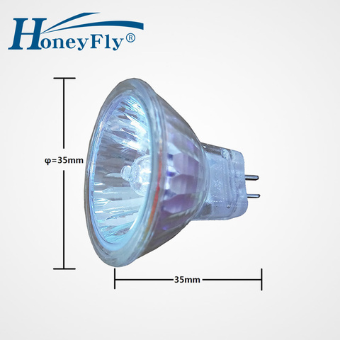HoneyFly-lámpara halógena MR11 de 12V, 10W/20W, Bombilla blanca cálida, foco Gu4, cubierta de cristal transparente regulable para interiores, 10 Uds. ► Foto 1/3