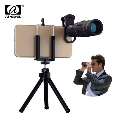 APEXEL-lente Monocular con Zoom para teléfono móvil, lente de cámara para iPhone, Samsung, Smartphones, Camping, caza y deportes, 18X ► Foto 1/6