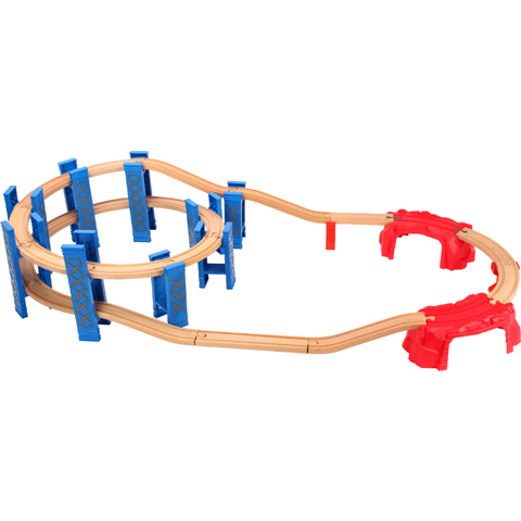 Vías de tren en espiral de plástico para niños, accesorios de madera para vías de vía férrea, puente con ajuste, toma Biro, juguetes, 26 Uds. ► Foto 1/5