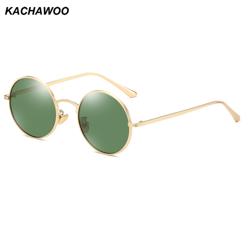 Kachawoo-gafas de sol polarizadas redondas para mujer, lentes de sol unisex de metal, dorado, verde, retro, para conducir, estilo de llanta completa ► Foto 1/1