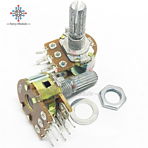 Potenciómetro WH148 de 6 pines, 5 unidades por lote, Resistor de potenciómetro de 1K, 2K, 5K, 20K, 50K, 100K, Ohm, 6 pines, potenciómetro rotativo de conicidad lineal para Arduino ► Foto 1/1