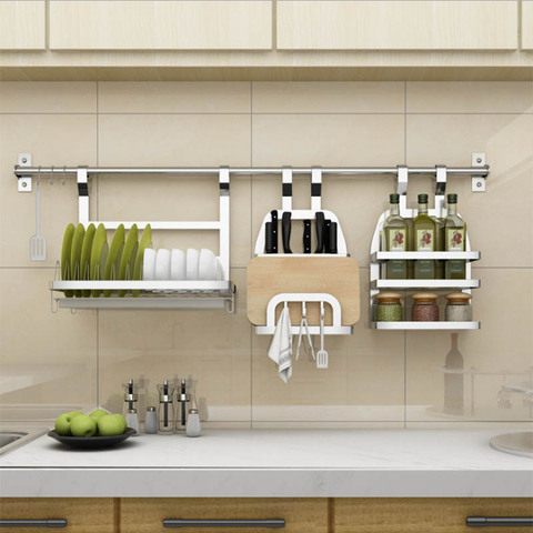 Estante de cocina de acero inoxidable DIY SUS 304 estante de cocina de pared de acero inoxidable, organizador de soporte de cocina ► Foto 1/6