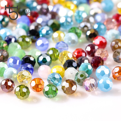 3 4 6 8mm redondo espaciador perlas de vidrio para fabricación de joyería DIY accesorios de colores de cristal facetado perlas al por mayor Z174 ► Foto 1/6