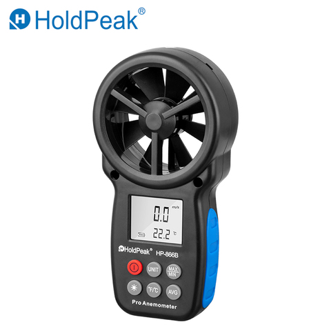 HoldPeak HP-866B Anemómetro Digital Mini LCD Digital de la velocidad del viento de temperatura del medidor de viento con luz de fondo ► Foto 1/6