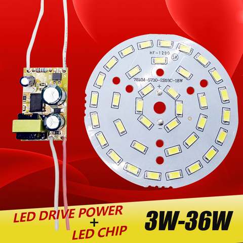 3W 7W 12W 18W 24W 36W 5730 SMD tablero de luz Led, Panel de lámpara para techo + AC 100-265V controlador de fuente de alimentación LED ► Foto 1/1