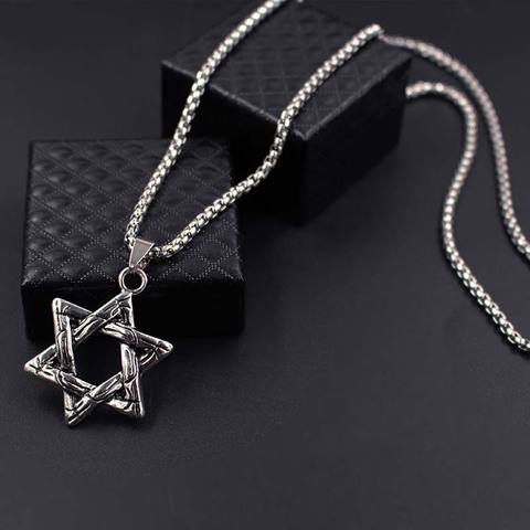 Colgante estrella de cadena de Israel y de las mujeres de los hombres de acero inoxidable Judaica de Color plata joyería judía xlct027 ► Foto 1/5