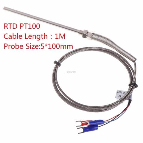 Cable RTD PT100 para Sensor de temperatura, hilo M8 de 1M, sonda de termopar de 100mm, 3 cables, A10, triangulación de envíos ► Foto 1/6