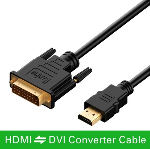 Cable HDMI a DVI DVI-D de 1m, 1,5 m, 2m, 3m, 5m, 10m, 24 + 1 pin, adaptadores de 1080p para LCD DVD, HDTV, XBOX PS3, cable hdmi de alta velocidad ► Foto 1/6