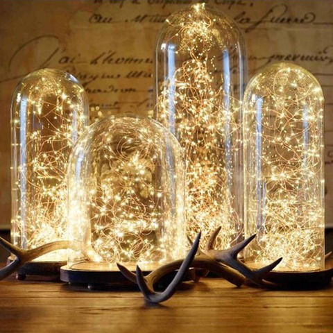 FENGRISE 2 5M Led Cadena de alambre de cobre luces románticas decoración de la luz de hadas de la boda AA funciona con pilas Año Nuevo decoración de Navidad ► Foto 1/6