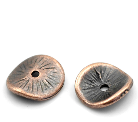 DoreenBeads cuentas separadoras de aleación de metal de Zinc patrón de cobre antiguo redondo color alrededor de 10mm x 9mm, agujero: aprox. 1mm,20 PCs ► Foto 1/3