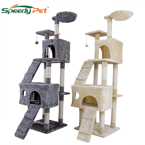 Escalador y rascador para gatos, árbol de juguete, para casa, muebles para mascotas, de madera, con escalera ► Foto 1/6