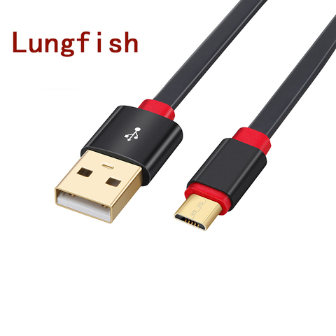 Lungfish Micro USB 2,0 Cable de cargador y sincronización 2 en 1 plana Noddle diseño 0,3 m 1m 1,5 m 2m 3m para teléfonos Android para Lenovo/MP3 ► Foto 1/6