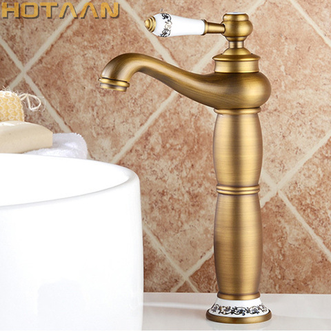 Grifo para lavabo de baño mezclador de latón y Bronce Antiguo, cobre macizo, estilo europeo de lujo, YT-5085 para grúa banheiro ► Foto 1/5