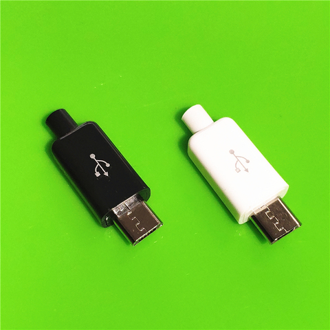 10 unids/lote YT2153 Micro USB 4Pin macho conector enchufe negro/blanco datos de soldadura OTG línea interfaz DIY cable de datos accesorios ► Foto 1/5