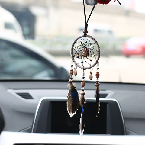 Coche colgante artesanía Dreamcatcher pluma colgante coche espejo retrovisor ornamento Auto decoración Decoración Accesorios para regalos 30 cm ► Foto 1/6