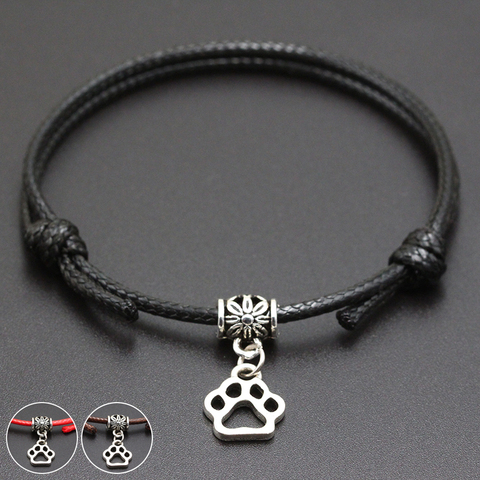 Colgantes de pata de perro para hombre y mujer, pulsera de cuerda hecha a mano de color negro de la suerte con hilo rojo, joyería para parejas ► Foto 1/6