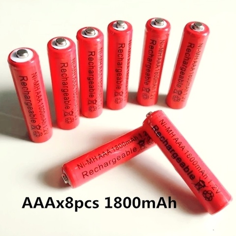 Batería recargable AAA 1800 mAh 1,2 V Ni-MH Juguetes LED jugador juguetes de reciclaje de baterías mezclar colores GTL EvreFire ► Foto 1/2