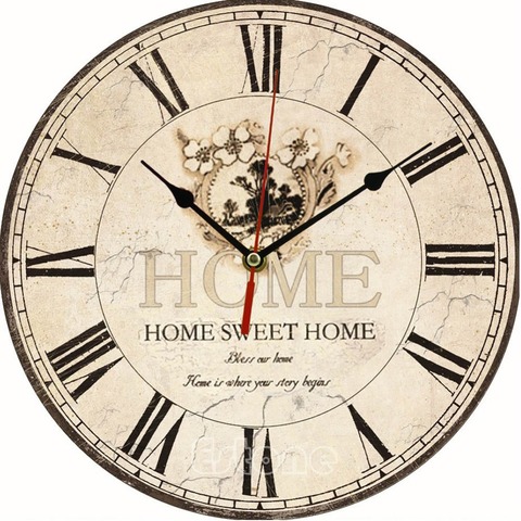 Reloj de pared de madera con flor Vintage grande, cocina, antiguo, Shabby, Retro, Chic, para el hogar ► Foto 1/1