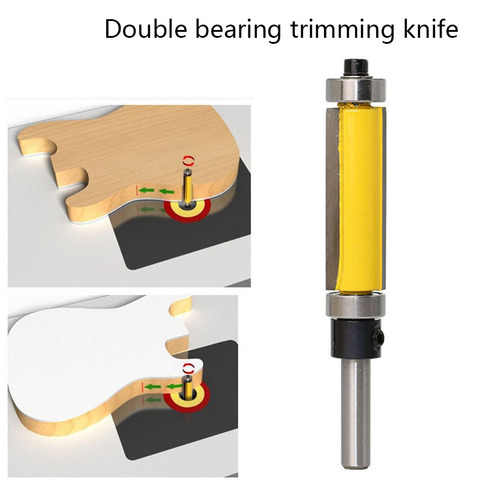 1 Uds 6,35mm broca perfiladora de corte al ras de vástago Router Bits para recorte de madera cortadoras con cojinete 1/4*1/2*38 herramienta de carpintería fresadora ► Foto 1/6