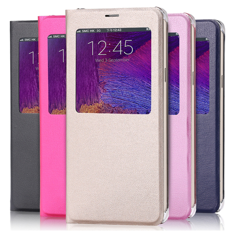 Funda de teléfono de cuero PU con tapa y ventana de lujo para Samsung Galaxy S7 S6 edge S8 S9 Plus Note 8 9 S8 + S9 + Note9 ► Foto 1/6