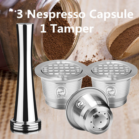 Filtro de cápsula de café reutilizable rellenable de acero inoxidable Nespresso, compactador de café para máquina Nespresso ► Foto 1/6