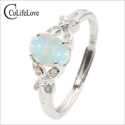 CoLife-Anillo de ópalo Natural de 100% para mujer, joyería de 0,3 CT, 0,4 CT, 0,6 CT, anillo de plata ópalo australiano, joyas de ópalo de plata 925 sólida ► Foto 1/6