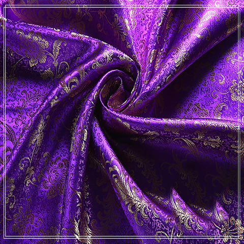 Tela jacquard de poliéster con brocado de alta calidad, tejido de poliéster púrpura con cola de Fénix dorada para vestido de retazos de mujer por 100x90 ► Foto 1/2