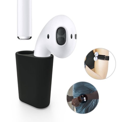 Para soporte AirPods, Spessn ejercicio portátil Anti-perdido para Apple Airpods Watch Band Strap soporte de silicona resistente a los golpes-Negro ► Foto 1/1