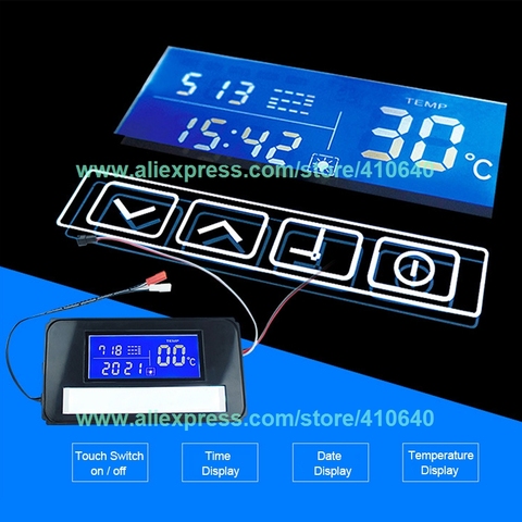 Espejo de luz interruptor Interruptor táctil con el tiempo y la temperatura sistema de visualización en el espejo para baño armario de aparador ► Foto 1/6