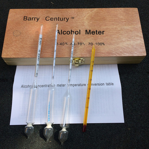 Alcoholetermeter alcohol vino metros concentración vodka whisky alcohol instrumento vino hidrómetro probador caja de madera ► Foto 1/6