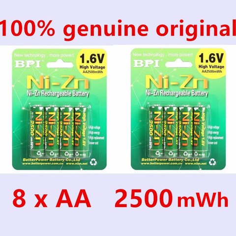 Pilas recargables de baja autodescarga, lote de 8 unidades, BPI AA, 2500mAh, 1,6 V, 1,5 V, ni-zn ► Foto 1/6