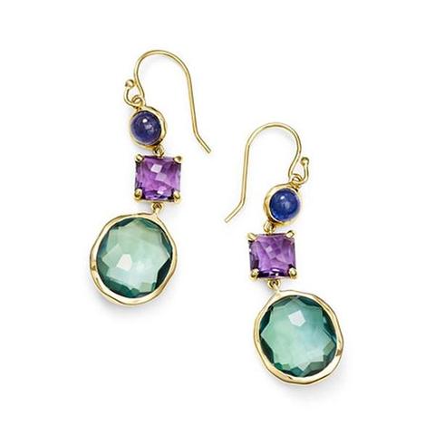 Hermosa forma geométrica amatista Birthstone mujeres pendientes joyería ► Foto 1/2