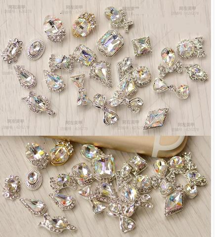 10 Uds. 3D de diamantes de imitación para decoración de uñas, abalorio de aleación de plata, joyería de gemas, 3074-3093, 20 Elección de diseño ► Foto 1/6