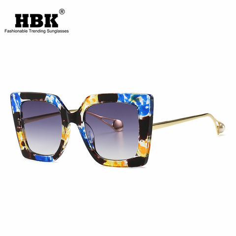 Clásico azul flores gafas de sol de la marca de lujo de las mujeres diseñador Pearl 2022 gafas de sol tipo ojo de gato para mujeres damas UV400 ► Foto 1/6