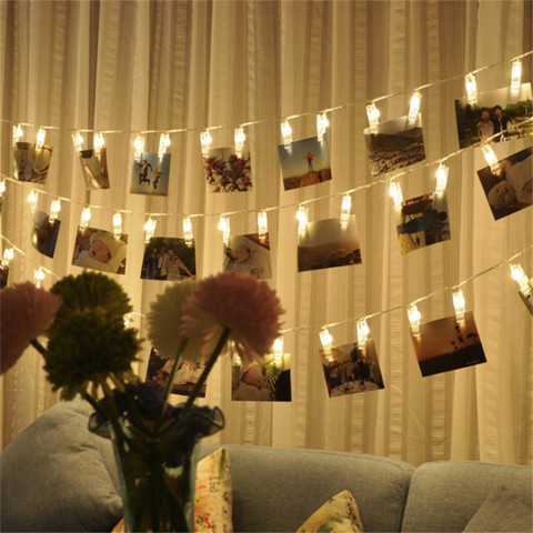 1,5 M 3M 6M foto Clip guirnalda de luces LED con batería Powered Navidad Año Nuevo Banquete de boda de la Decoración de Ramadán luces de hadas ► Foto 1/6