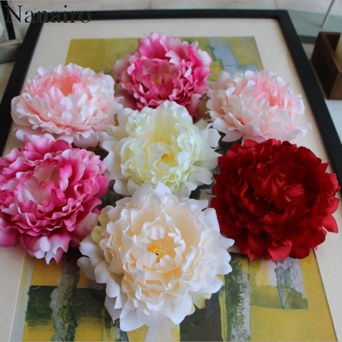 Flores artificiales grandes de seda para decoración de boda, flores falsas de pared, peonía, 14cm, 5 uds. ► Foto 1/6