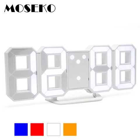 MOSEKO electrónica alarma Digital LED reloj moderno reloj de pared de mesa de 3D reloj con regulable luz de la siesta. De memoria automática ► Foto 1/1