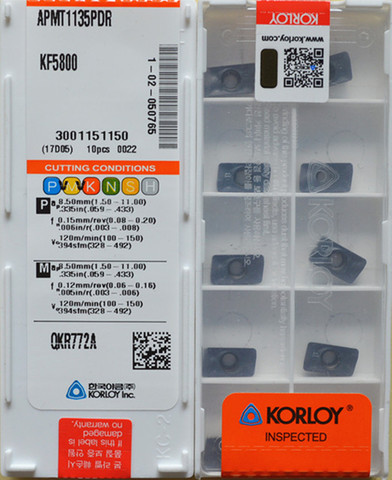 KORLOY-inserto de carburo de acero inoxidable y acero APMT1604PDR, KF5800, original, APMT1135 APMT1604 ► Foto 1/1