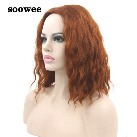 Soowee pelo sintético Borgoña Cosplay peluca Rizado corto mujeres pelo parte pelucas de pelo accesorios para el pelo para las mujeres ► Foto 1/6