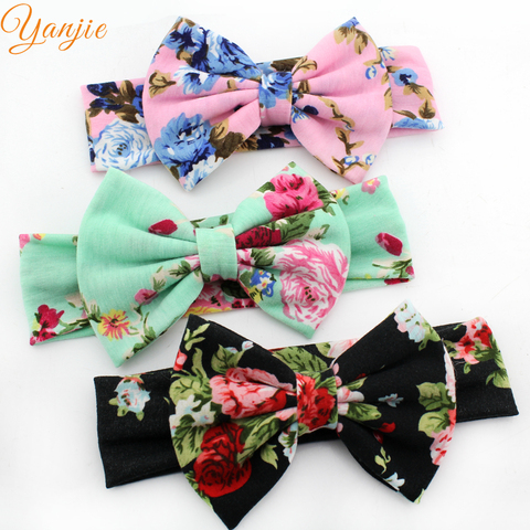 Moda Europeo de primavera/verano Floral algodón infantil diadema arco caliente-venta elástico niños DIY accesorios para el cabello partido ► Foto 1/6