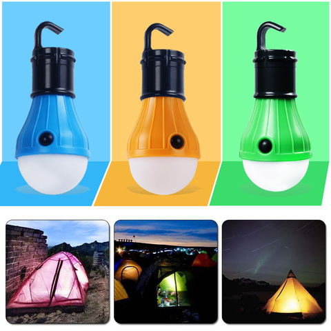 Impermeable linternas portátiles tienda bombilla LED noche luz de emergencia linterna de Camping para acampar al Aire Libre AAA ► Foto 1/6