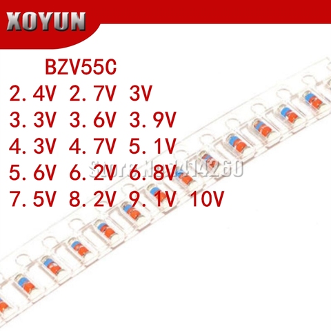 200 Uds BZV55C 2,4 V 2,7 V 3V 3,3 V 3,6 V 3,9 V 4,3 V 4,7 V 5,1 V 5,6 V 6,2 V 6,8 V 7,5 V 8,2 V 9,1 V 10V 0,5 W diodo Zener hacer-35 1/2W LL34 triángulo ZMM. ► Foto 1/1