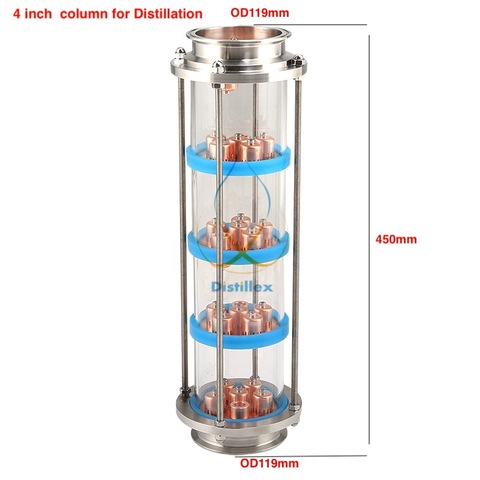 Columna de destilación de placas de burbuja de cobre rojo, 4 Uds., novedad, 99.9%, 4 secciones para destilación. Columna de vidrio de ► Foto 1/2