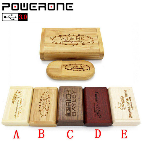 POWERONE-memoria USB 3,0 con logotipo personalizado de madera, unidad Flash con logotipo Personal, 4GB, 8GB, 32GB, 64GB ► Foto 1/6