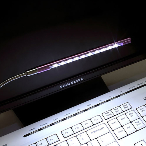 Luces LED de noche USB Flexible, 5V, iluminación de lectura para teclado de ordenador portátil, lámpara de escritorio LED USB, plateado/Negro/dorado/morado/azul/rojo ► Foto 1/3
