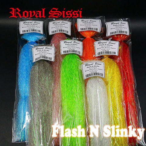 Royal Sissi 8 colores Flash N Slinky fibra larga brillo sintético pelo peludo fibra salada streamer baitfish fly ating materiales ► Foto 1/6