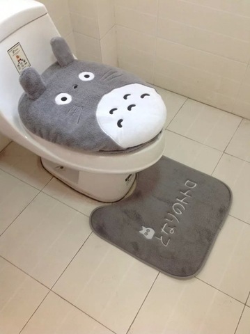 Cubierta de inodoro de Totoro, Asiento de baño de estilo Animal, marco de cojín, cubierta de inodoro de 3 piezas ► Foto 1/3