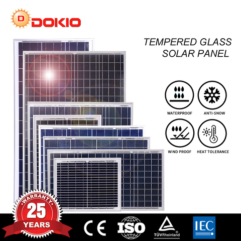 Dokio de 20 a 80w 18v/12v Panel Solar policristalino de alta eficiencia de templado de vidrio de casa del Panel Solar 20w 30w 50w 80w ► Foto 1/6