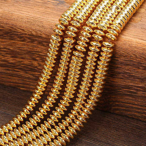 Cuentas espaciadoras sueltas de Hematita Natural dorado para fabricación de joyas, tamaño a elegir de 4, 6 y 8mm, apto para pulsera y collar DIY ► Foto 1/2